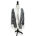 Torrid Plus Black White Houndstooth Shawl Cardigan Ribbed Trim Open Sweater 1X Photo 2