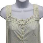 Lightweight Floral Print Button Front Nightgown with Lace Trim Size L Green Photo 2