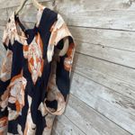 CAbi Womens S Blouse #5030 Sleeveless Navy Blue w/ Orange White Floral Layered Photo 1