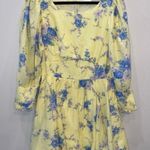 Love Shack Fancy Yellow Blue Floral Silk Blend Long Sleeve Ross Short Mini Dress 8 Photo 0