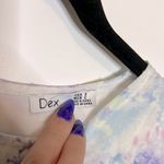 NWT DEX Pastel Mauve Blue Watercolor Sleeveless Ruffle Dress Pink Photo 6