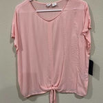 Melrose and Market Pink Tie Front Top Short Sleeve Blouse Womens Size M Photo 0