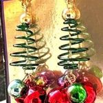 Christmas Tree Earrings New Handmade Jingle Bells Dangle Posts Festive P… Green Photo 0