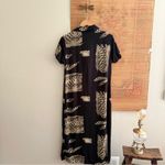 Grains of Wheat Print Long Black Short Sleeve Duster Size M Photo 4