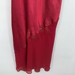 Massini  Red Satin Long Nightgown Dress Sheer Embroidered Floral Size 2X Plus Photo 2