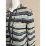 Vintage Y2K Delias Large Striped Sweater Hoodie Full Gray Green Blue 90s 2000s Photo 3