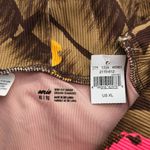 Aerie  Womens High Cut Cheeky Swim Bottoms Floral Print Ribbed Brown Pink XL Photo 2