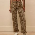 American Eagle  Leopard Print High Waist Stovepipe Jeans Tan Size 6 Long Photo 1