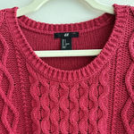H&M Cable Knit Long Sleeve Sweater, Classic Woven Sweater, Pink/Red, Size Small Photo 7