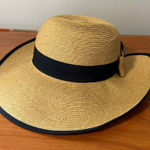 Hatpoint Women's Packable Straw Sun Hat Bow Cutout Scallop‎ Detail Beach Casual Tan Photo 0