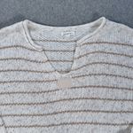 Blu Pepper V-Neck Stripe Pullover Sweater Women's Large Rolled Cuff Sleeve Knit Photo 2