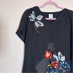 CAbi  Black Floral Short Sleeve Blouse Womens S Boho Flowy Sheer Classic Photo 8