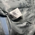 Cider  Sky Blue Satin Floral Brocade Mini Dress V Neck Bow Back Wedding Guest M Photo 8