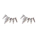 Sam Edelman NEW - Dazzling Silver Spike Pave Rhinestone Statement Post Ear Cuffs Climbers Photo 2