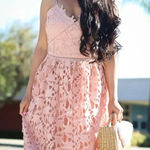 FIT &‎ FLARE LACE CAMI DRESS by BEAUTIFUL GIRL SIZE SMALL with pockets Pink Photo 0