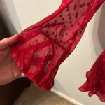 City Studios Macy’s City Studio Ruffled Fit and Flare Red Dotted Dress Photo 4