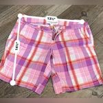 Aeropostale Plaid Bermuda Shorts Purple Coral Pink Cotton Casual Size 7/8 Photo 2