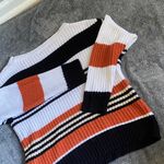 Chic Striped Black, White, and Orange Sweater Black Size M Photo 6