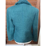 Dialogue  Jacket Blazer Women's Sz 4 Wool blend Teal Green Tweed Boucle Career Photo 3
