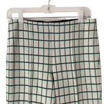 Anthropologie The Essential Cropped Flare Pants Green Cream Plaid size small Photo 3