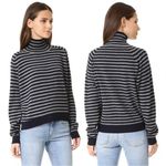 Vince Women’s 100% Cashmere Breton Striped Turtleneck Relaxed Fit Sweater M Photo 1