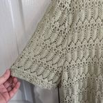 Vintage green pointelle open knit short sleeve cardigan size 24 Photo 2
