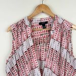 Alfani  Womens Sleeveless Blouse Size 16 Red Black White Geometric Print Draped Photo 2