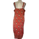 LAURIE FELT Boho Cottage Core Slip Dress Sz 14 Floral Lace Hem Romantic Satin Orange Photo 15