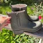 Lucky Brand  olive green lined Chelsea rubber rain boots Photo 2