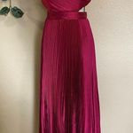 NWOT Lulus Got the Glam Wine Red Pleated Cutout Maxi Dress Pink Size L Photo 1