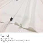 boho v neck rayon tunic White Photo 1