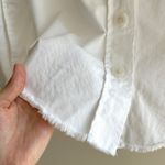 Democracy  White Denim Button Down Shirt Jacket w/ Raw Hem & Pockets, Size Small Photo 8