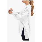 AUTOMET Womens Oversized Sweatshirts Casual Crew Neck Pullover Long Sleeve Slit White Size XL Photo 1
