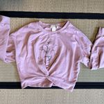 Twist crop top Cut & Paste flower sweatshirt XL Pink Photo 0
