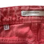 ZARA Faded Coral Pink Denim High Waisted Cut Off Jean Shorts "Space" Patches Photo 5