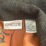 Chico's  1 Black Textured Blazer Jacket Silk Lining Bamboo Chinese Size M Brown Photo 3