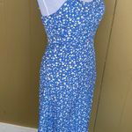 Women XS floral print tank top strap fit and flare dress blue & white Multiple Photo 0