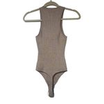 Good American Angled Rib High Neck Bodysuit in Mink001 2 Medium New Womens Tank Photo 9