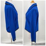 St. John  Collection Blazer Jacket Women's Size 12 Blue Gold Hardware Knit USA Photo 5