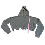 Romwe  cropped distressed hooded sweater Photo 1