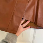 NWOT | Women’s brown faux leather miniskirt —‎ large Photo 2