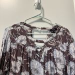 Miss Me Miss Me Grey White Floral Bell Sleeve Cutout Detail Blouse Flowy Pleated XL Photo 1