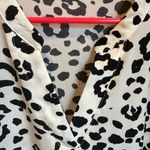 Cheetah print Black White Vneck Blouse 3/4 sleeve Timeson Ladies size Large Sz L Photo 2