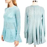 Free People Coffee in the Morning Tunic Blue Astral Sea Knit Lace Sweater Small Photo 8