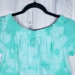 Bobi NWT  Gathered Scoop Neck Blue Splatter Tie Dye Top Women's Size Small Photo 9