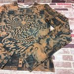 Miaou Graphic Mesh Top in Black and Tan Size M Brown Size M Photo 6