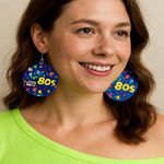 Handmade 80s Graphic Glitter Dangle Earrings Retro Y2K Style Photo 0