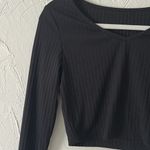 SheIn  Black Fitted Long Sleeve Crop Top Photo 2