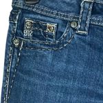 Miss Me SZ 25 Skinny Jeans Low-Rise Silver Embroidery Button-Flap Pockets Hemmed Photo 2