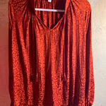 Crown & Ivy Orange Bohemian Top Blouse Animal Print Flowy loose fit long sleeve leopard M Photo 0